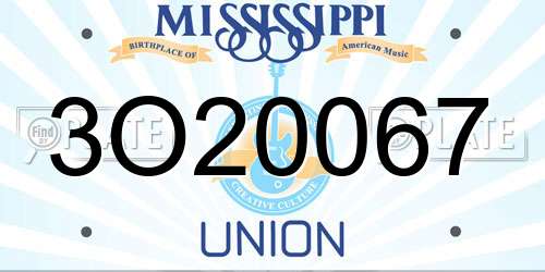 3O20067 Mississippi License Plate