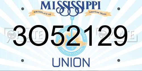 3O52129 Mississippi License Plate
