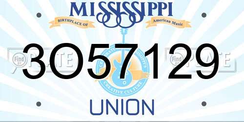 3O57129 Mississippi License Plate
