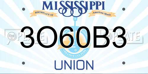 3O60B3 Mississippi License Plate