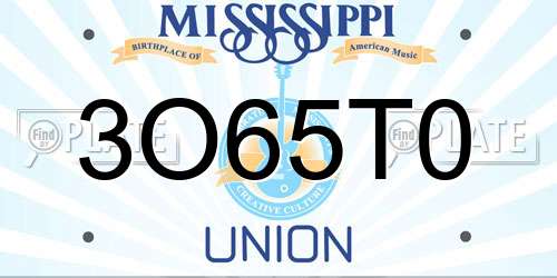 3O65T0 Mississippi License Plate