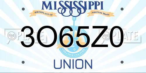 3O65Z0 Mississippi License Plate
