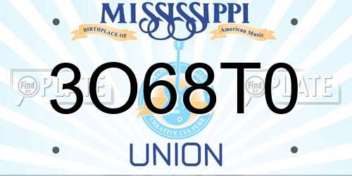 3O68T0 Mississippi License Plate