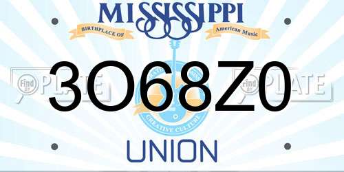 3O68Z0 Mississippi License Plate