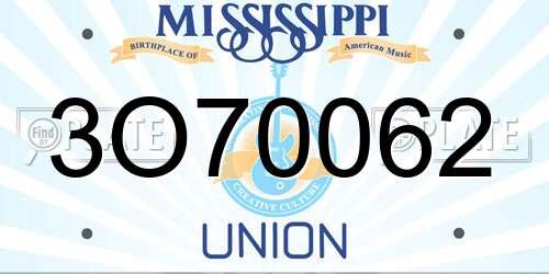 3O70062 Mississippi License Plate