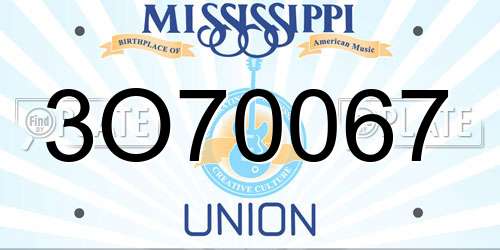 3O70067 Mississippi License Plate