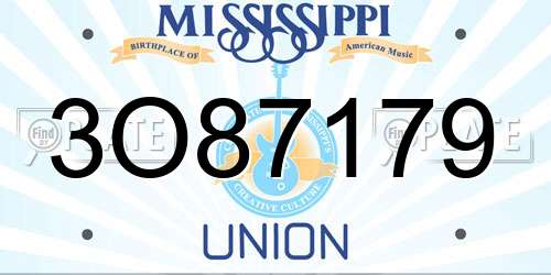 3O87179 Mississippi License Plate