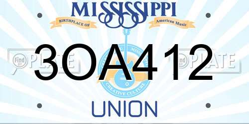 3OA412 Mississippi License Plate