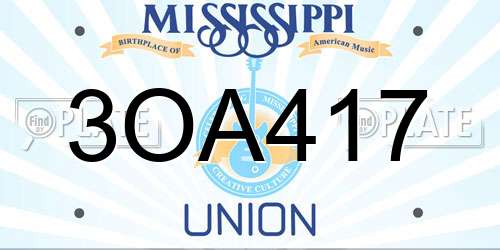 3OA417 Mississippi License Plate