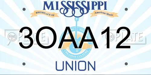 3OAA12 Mississippi License Plate