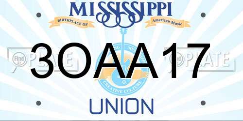 3OAA17 Mississippi License Plate