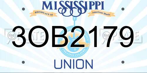 3OB2179 Mississippi License Plate