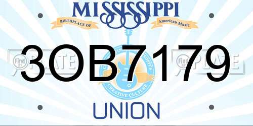3OB7179 Mississippi License Plate