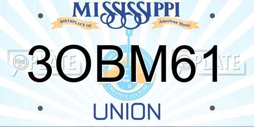 3OBM61 Mississippi License Plate