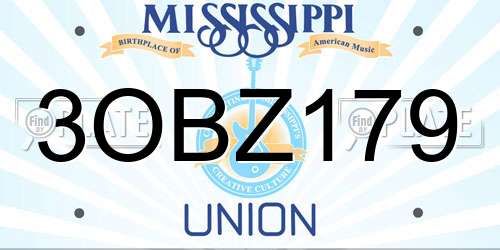 3OBZ179 Mississippi License Plate
