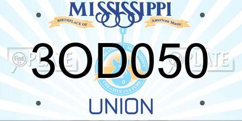 3OD050 Mississippi License Plate