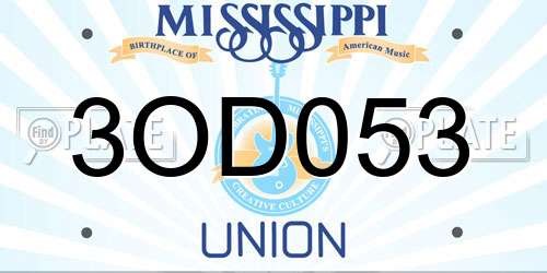 3OD053 Mississippi License Plate
