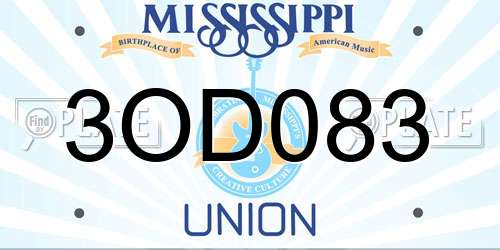 3OD083 Mississippi License Plate