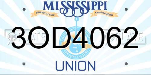 3OD4062 Mississippi License Plate