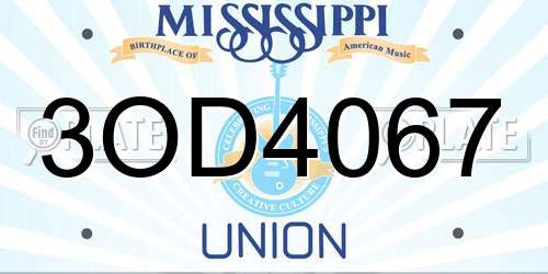 3OD4067 Mississippi License Plate