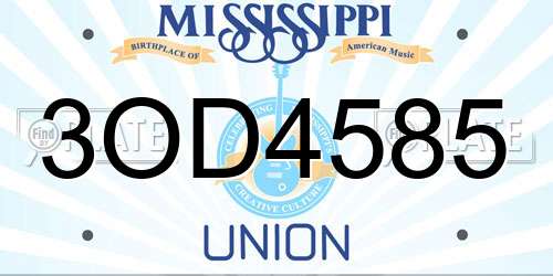 3OD4585 Mississippi License Plate