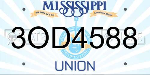 3OD4588 Mississippi License Plate