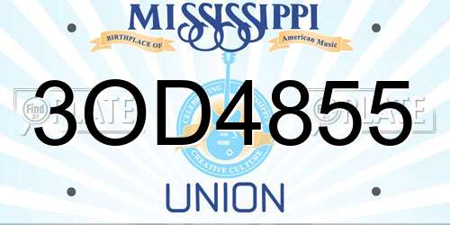 3OD4855 Mississippi License Plate
