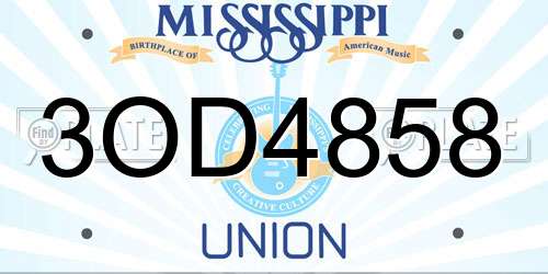 3OD4858 Mississippi License Plate