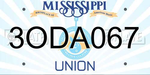 3ODA067 Mississippi License Plate