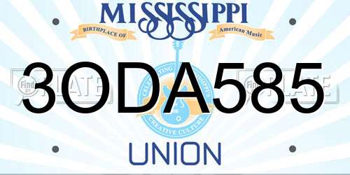 3ODA585 Mississippi License Plate