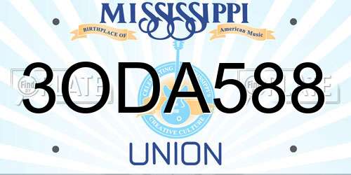 3ODA588 Mississippi License Plate