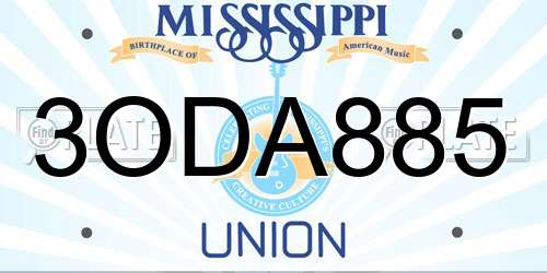 3ODA885 Mississippi License Plate