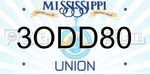 3ODD80 Mississippi License Plate