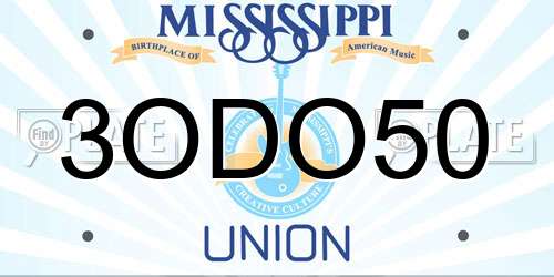 3ODO50 Mississippi License Plate