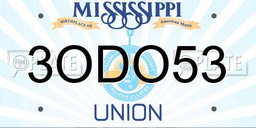 3ODO53 Mississippi License Plate