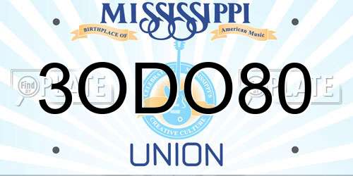 3ODO80 Mississippi License Plate