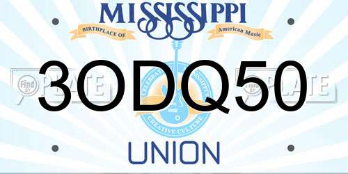 3ODQ50 Mississippi License Plate