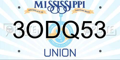3ODQ53 Mississippi License Plate