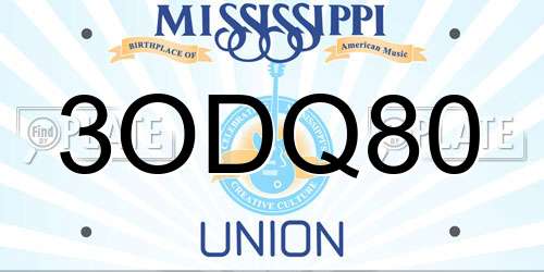 3ODQ80 Mississippi License Plate