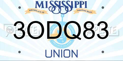 3ODQ83 Mississippi License Plate