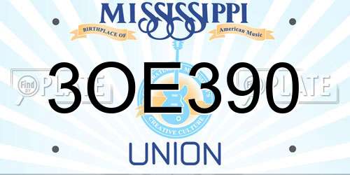 3OE390 Mississippi License Plate