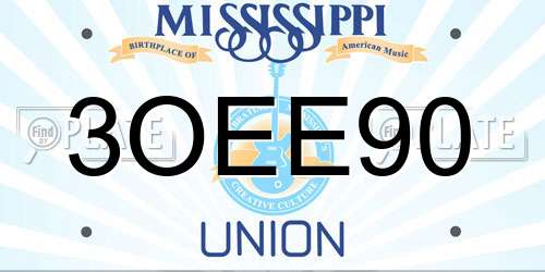3OEE90 Mississippi License Plate