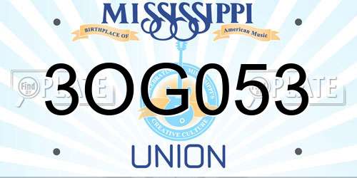 3OG053 Mississippi License Plate