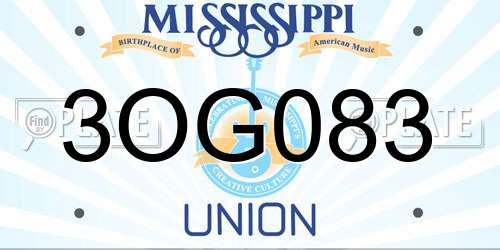3OG083 Mississippi License Plate