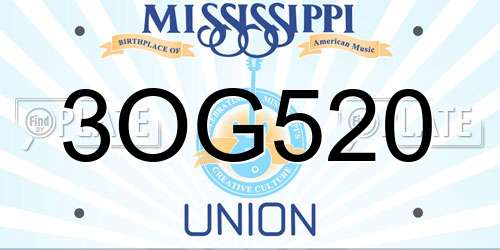 3OG520 Mississippi License Plate