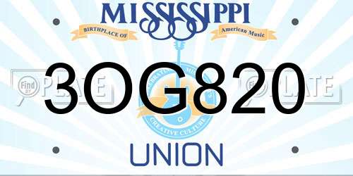 3OG820 Mississippi License Plate