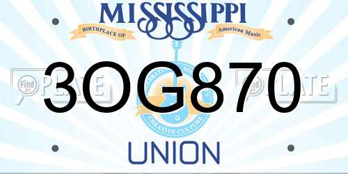 3OG870 Mississippi License Plate