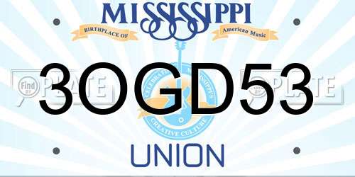 3OGD53 Mississippi License Plate