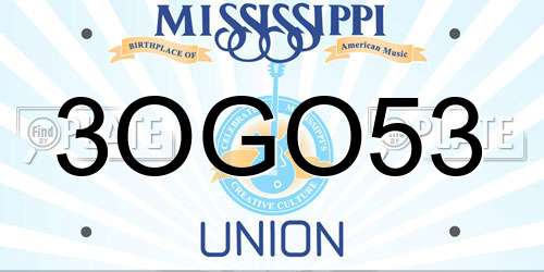 3OGO53 Mississippi License Plate