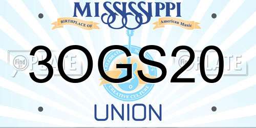 3OGS20 Mississippi License Plate